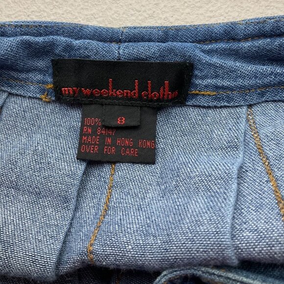 VTG Y2K My Weekend Clothes Pleated Mini Denim Wrap Skirt Buckle Grunge - Picture 4 of 12